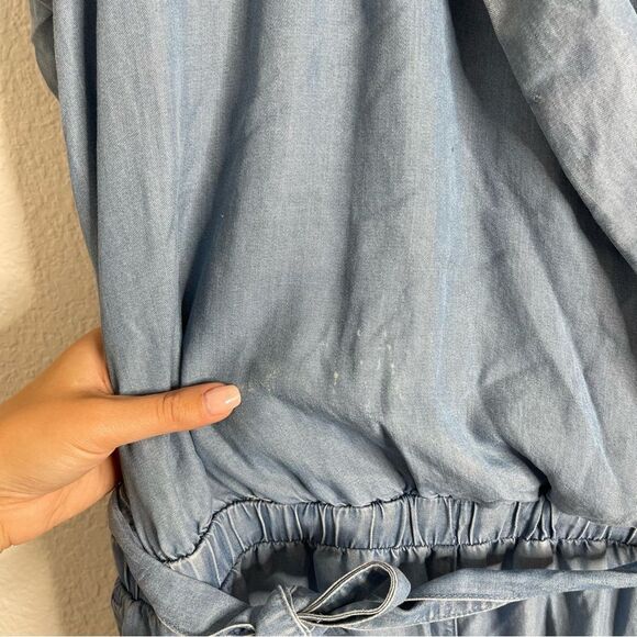 J Jill Chambray Denim Romper Size Large - Picture 5 of 8